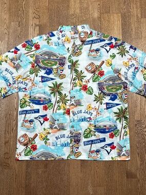 Reyn Spooner x Toronto Blue Jays MLB Cotton S/S Hawaiian Button Shirt Mens XL